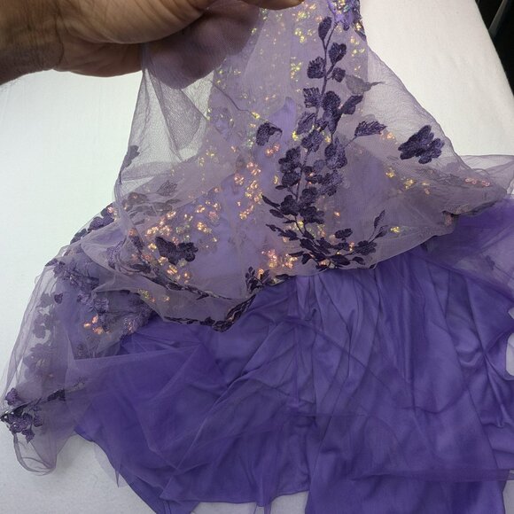 NWT Stacees Strapless Purple Floral Dress - Size 2 - Picture 16 of 17